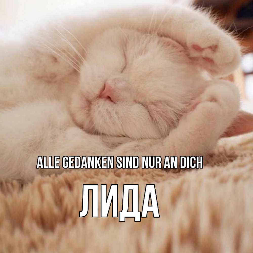 Открытка на каждый день с именем, Лида Alle Gedanken sind nur an dich для любимой девушки милота Прикольная открытка с пожеланием онлайн скачать бесплатно 