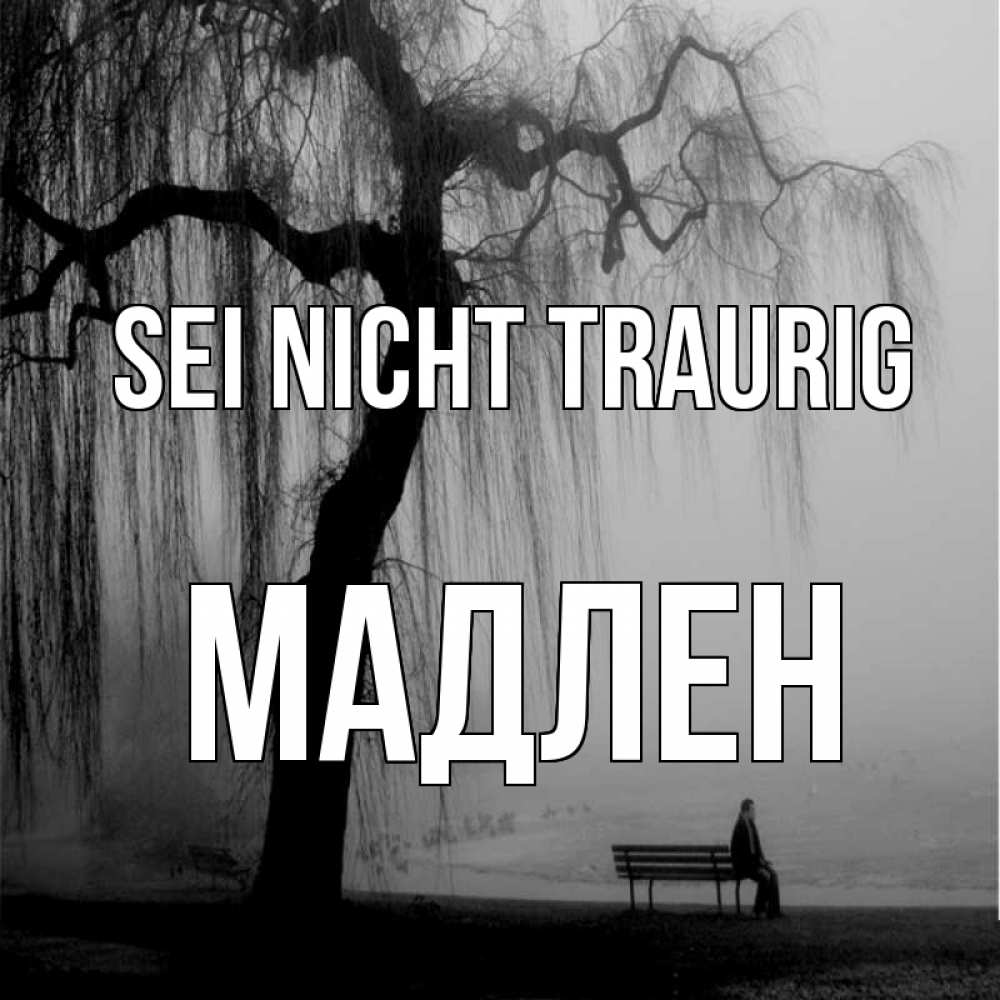 Открытка на каждый день с именем, Мадлен Sei nicht traurig висящие ветки дерева и лавочка под деревом Прикольная открытка с пожеланием онлайн скачать бесплатно 