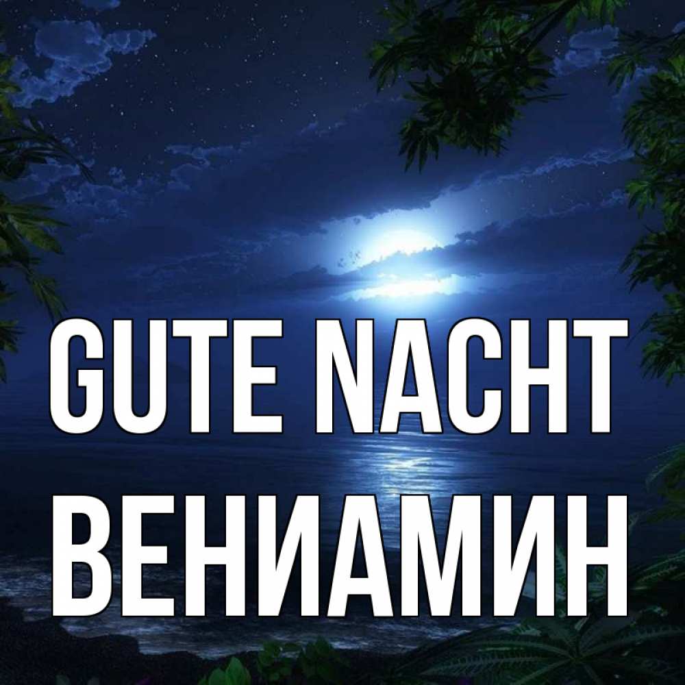 Открытка на каждый день с именем, Вениамин Gute Nacht тропический остров Прикольная открытка с пожеланием онлайн скачать бесплатно 