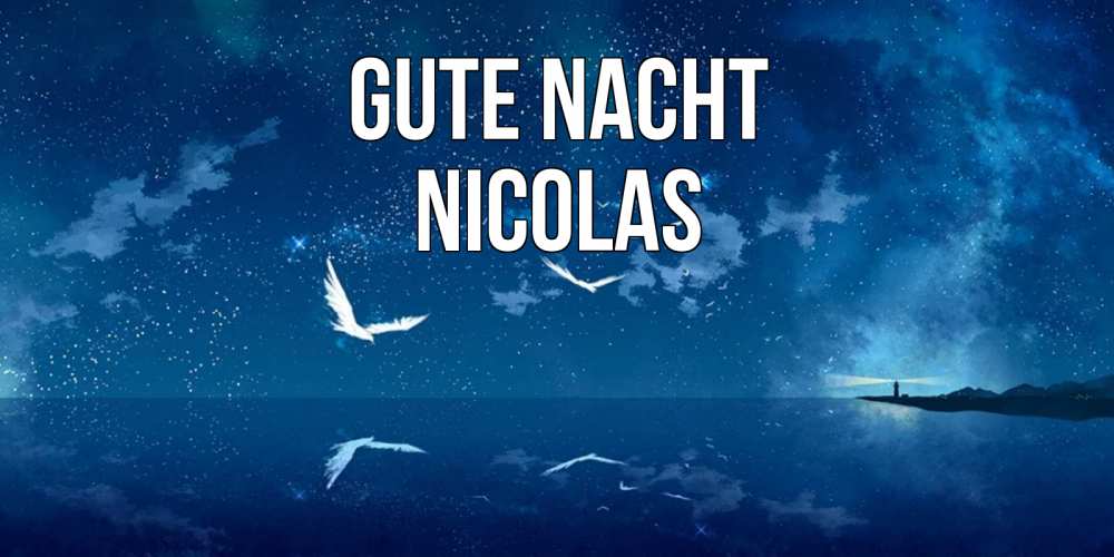 Открытка на каждый день с именем, Nicolas Gute Nacht птицы летят на фоне ночного неба Прикольная открытка с пожеланием онлайн скачать бесплатно 