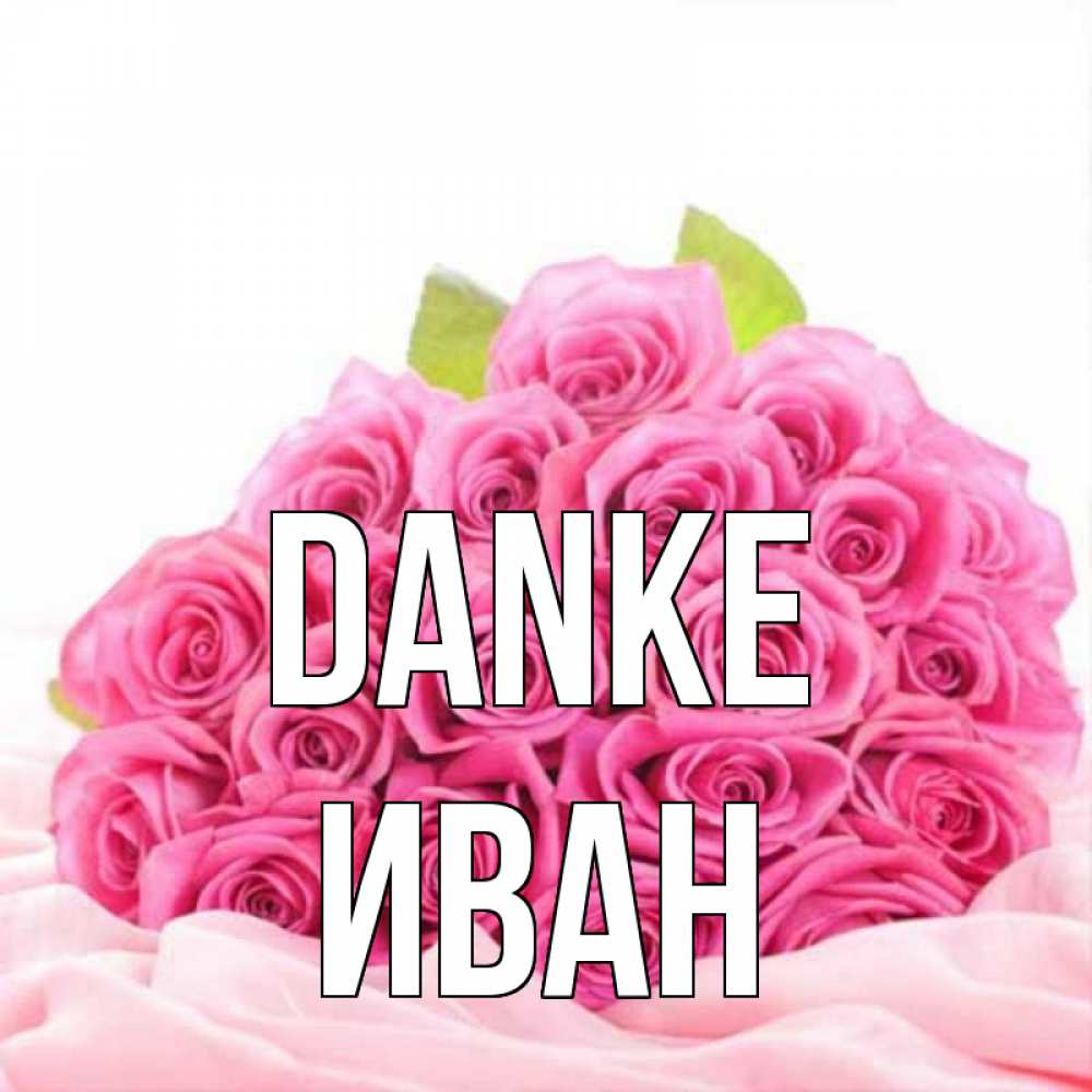 Открытка на каждый день с именем, Иван Danke розовые розы с подписью Прикольная открытка с пожеланием онлайн скачать бесплатно 