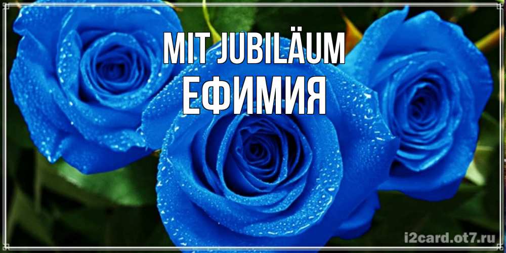 Открытка на каждый день с именем, Ефимия Mit Jubiläum розы с синим цветом Прикольная открытка с пожеланием онлайн скачать бесплатно 