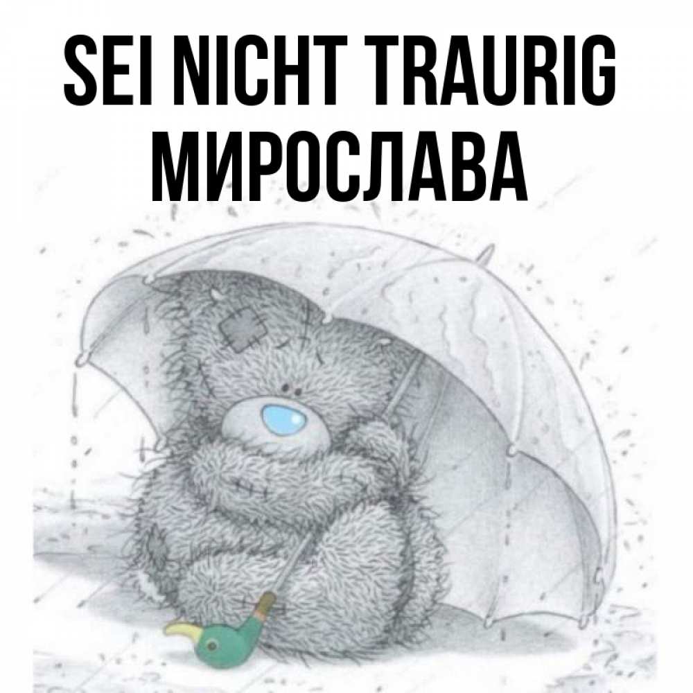 Открытка на каждый день с именем, Мирослава Sei nicht traurig спасите мишку Тедди Прикольная открытка с пожеланием онлайн скачать бесплатно 