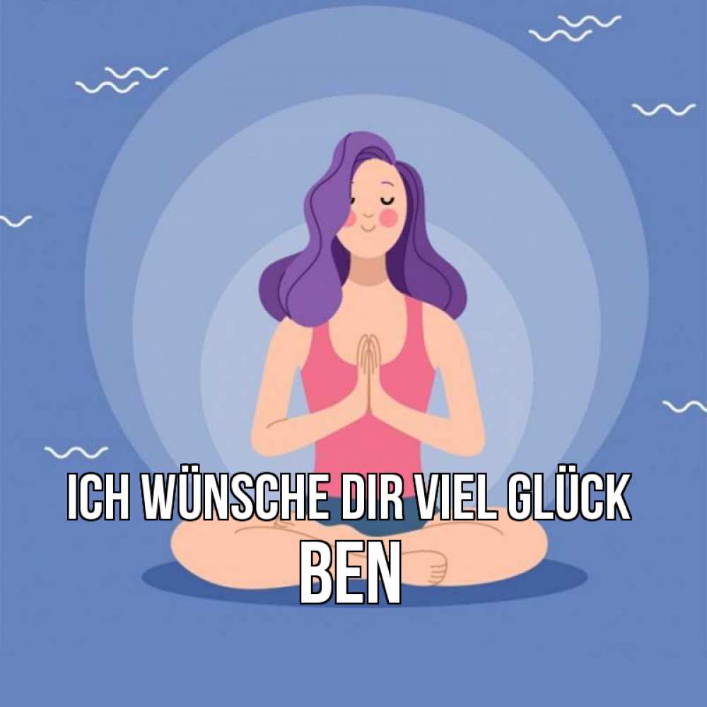 Открытка на каждый день с именем, Ben Ich wünsche dir viel Glück девушка с фиолетовыми волосами Прикольная открытка с пожеланием онлайн скачать бесплатно 