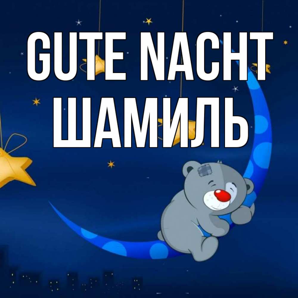 Открытка на каждый день с именем, Шамиль Gute Nacht над городом Прикольная открытка с пожеланием онлайн скачать бесплатно 