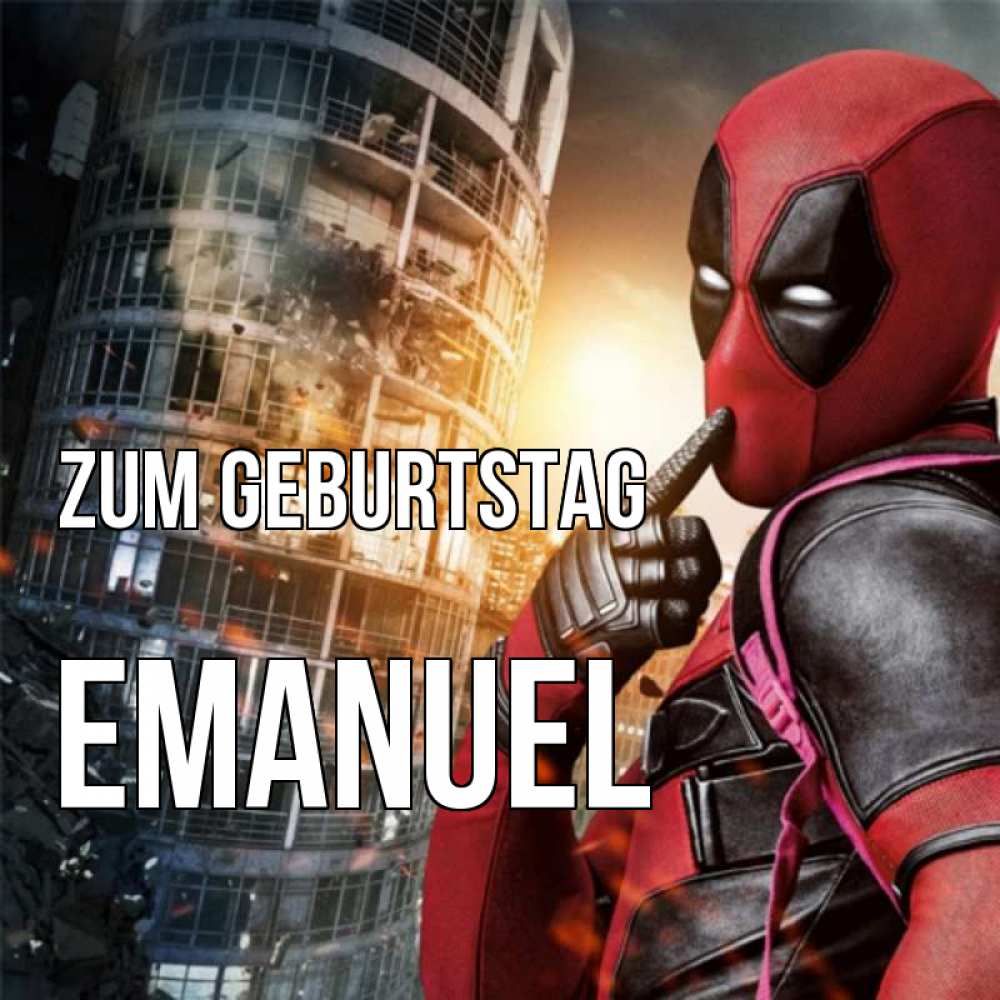 Открытка на каждый день с именем, Emanuel Zum Geburtstag с супергероями Прикольная открытка с пожеланием онлайн скачать бесплатно 