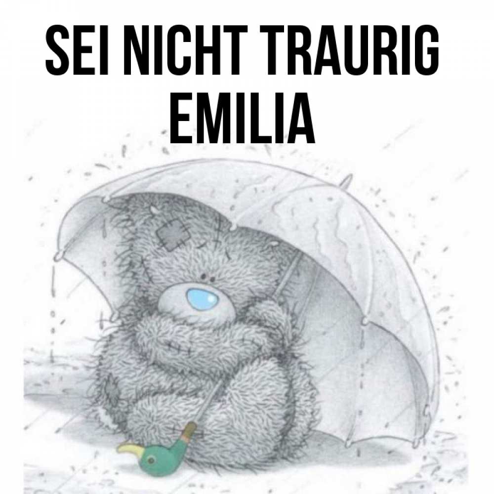 Открытка на каждый день с именем, Emilia Sei nicht traurig спасите мишку Тедди Прикольная открытка с пожеланием онлайн скачать бесплатно 