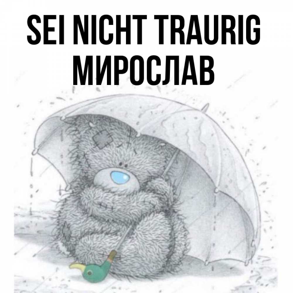 Открытка на каждый день с именем, Мирослав Sei nicht traurig спасите мишку Тедди Прикольная открытка с пожеланием онлайн скачать бесплатно 