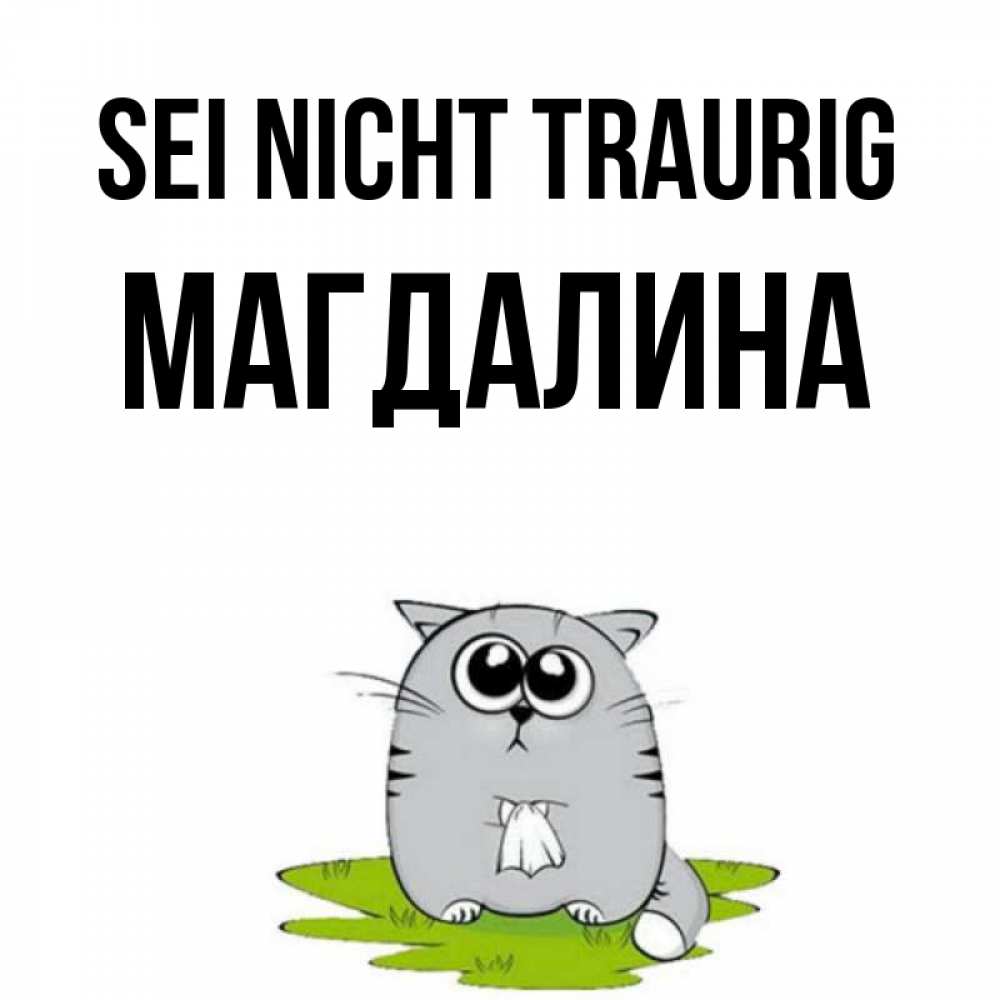 Открытка на каждый день с именем, Магдалина Sei nicht traurig грустный котяра Прикольная открытка с пожеланием онлайн скачать бесплатно 