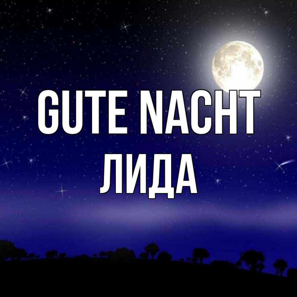 Открытка на каждый день с именем, Лида Gute Nacht ночное небо и лесная опушка при свете луны Прикольная открытка с пожеланием онлайн скачать бесплатно 