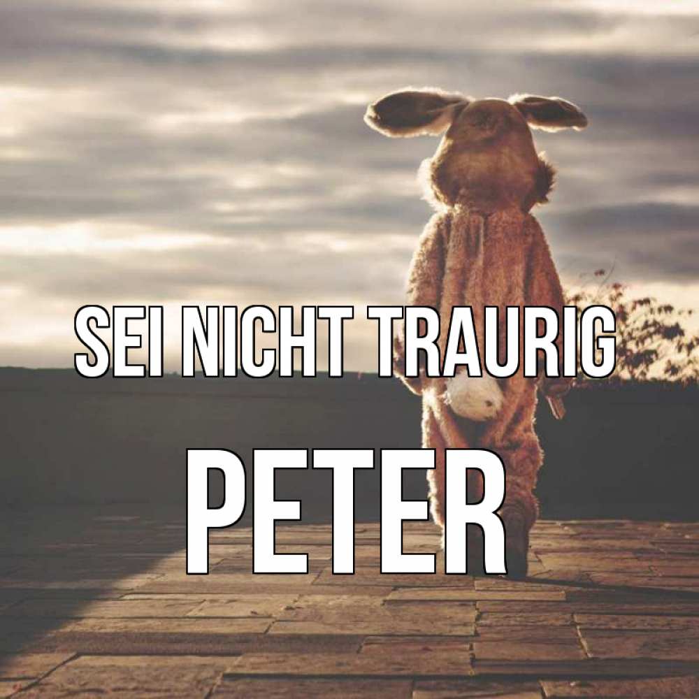 Открытка на каждый день с именем, Peter Sei nicht traurig со спины Прикольная открытка с пожеланием онлайн скачать бесплатно 
