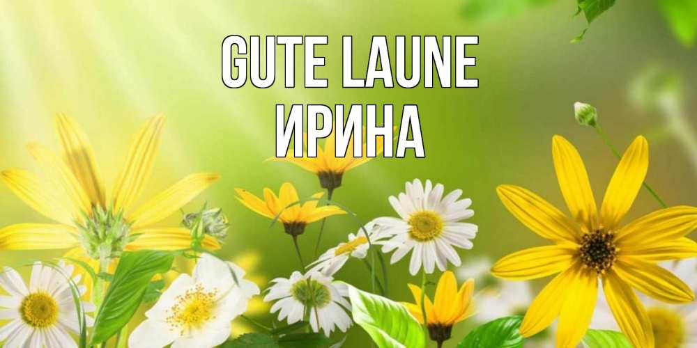 Открытка на каждый день с именем, Ирина Gute Laune цветы Прикольная открытка с пожеланием онлайн скачать бесплатно 