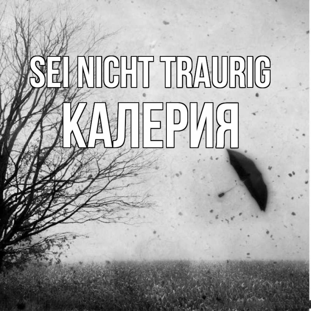 Открытка на каждый день с именем, Калерия Sei nicht traurig летящий зонтик Прикольная открытка с пожеланием онлайн скачать бесплатно 