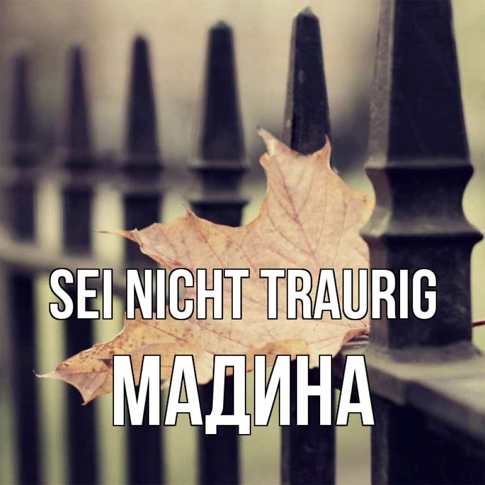 Открытка на каждый день с именем, Мадина Sei nicht traurig лист клена Прикольная открытка с пожеланием онлайн скачать бесплатно 