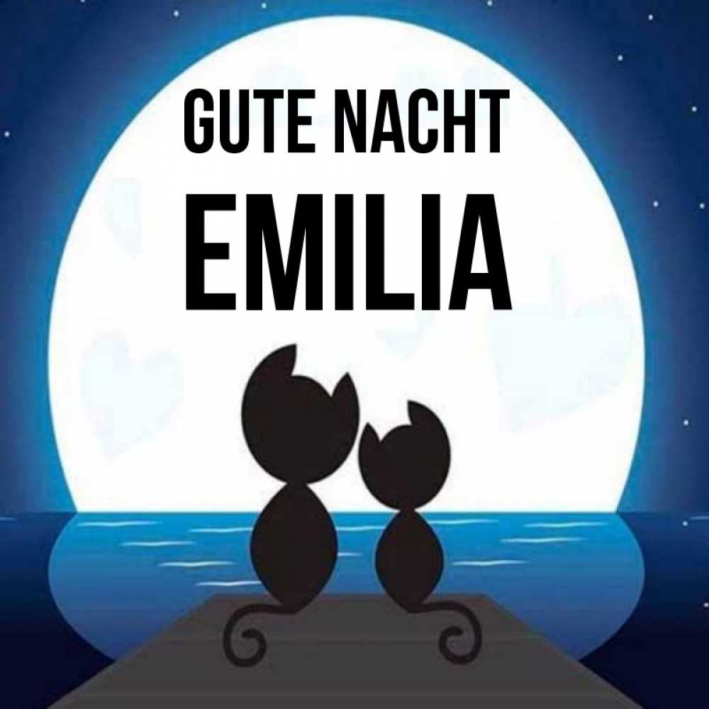 Открытка на каждый день с именем, Emilia Gute Nacht луна море мост Прикольная открытка с пожеланием онлайн скачать бесплатно 