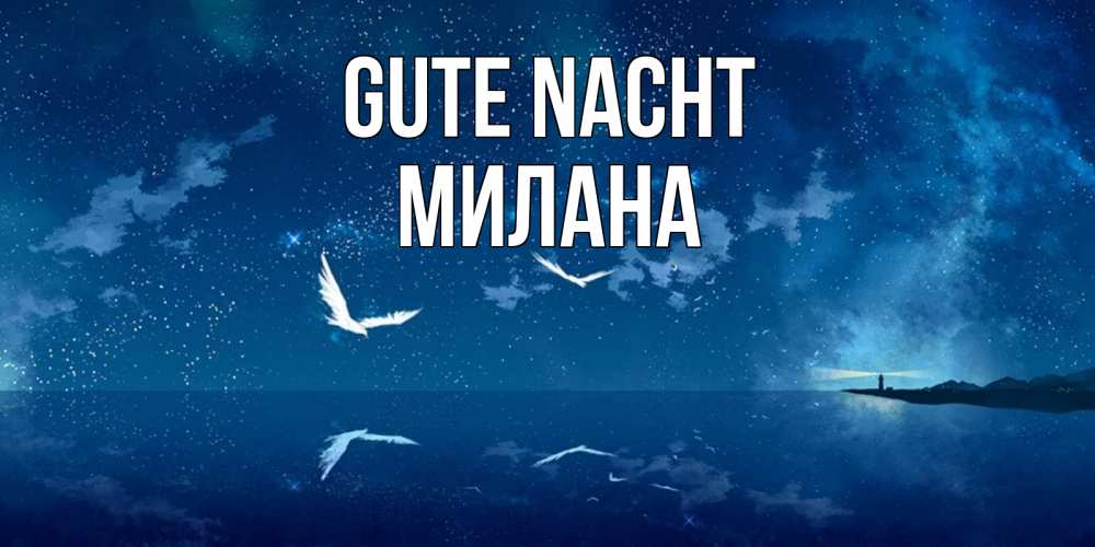 Открытка на каждый день с именем, Милана Gute Nacht птицы летят на фоне ночного неба Прикольная открытка с пожеланием онлайн скачать бесплатно 