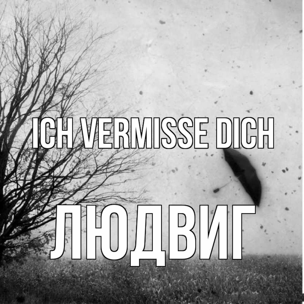 Открытка на каждый день с именем, Людвиг Ich vermisse dich зонт летит Прикольная открытка с пожеланием онлайн скачать бесплатно 