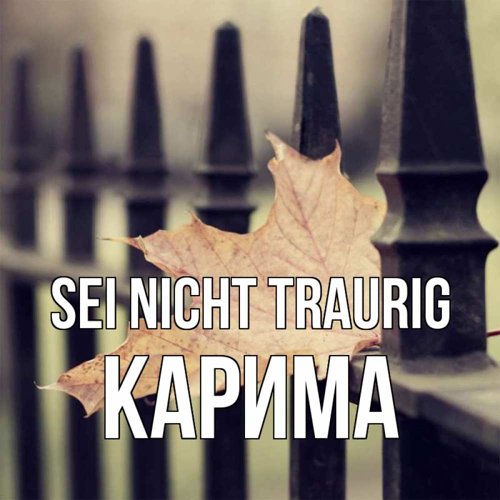 Открытка на каждый день с именем, Карима Sei nicht traurig лист клена Прикольная открытка с пожеланием онлайн скачать бесплатно 