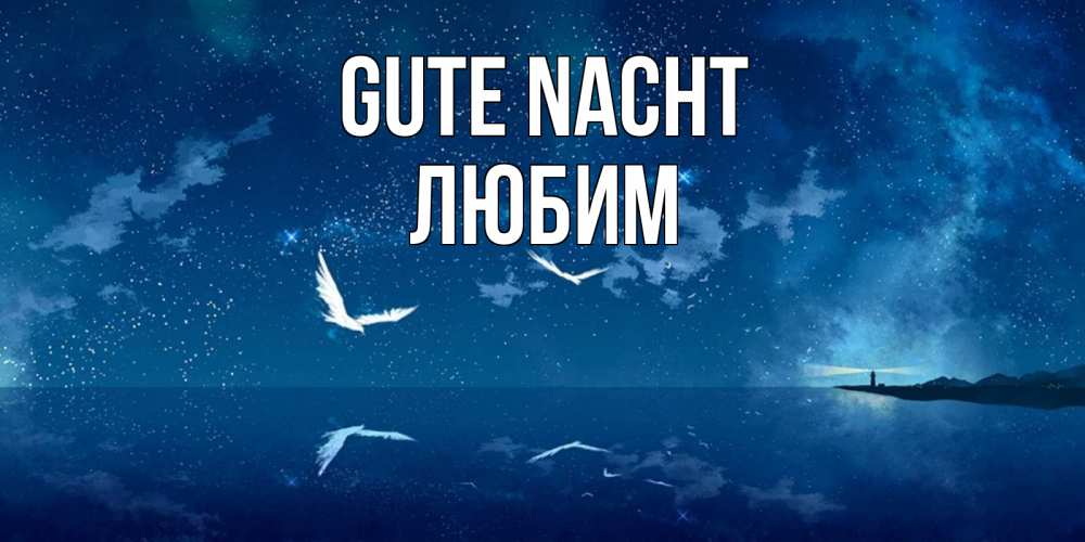 Открытка на каждый день с именем, Любим Gute Nacht птицы летят на фоне ночного неба Прикольная открытка с пожеланием онлайн скачать бесплатно 