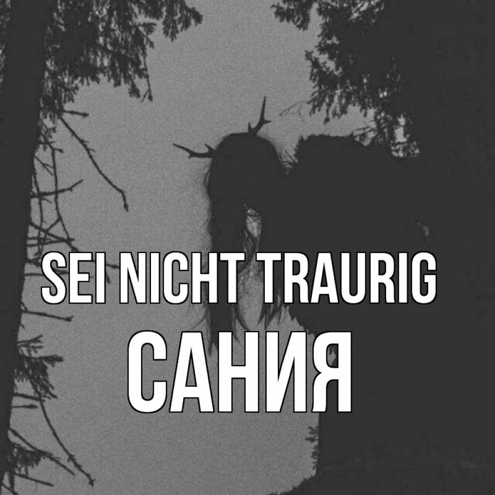 Открытка на каждый день с именем, Сания Sei nicht traurig чудище лесное Прикольная открытка с пожеланием онлайн скачать бесплатно 
