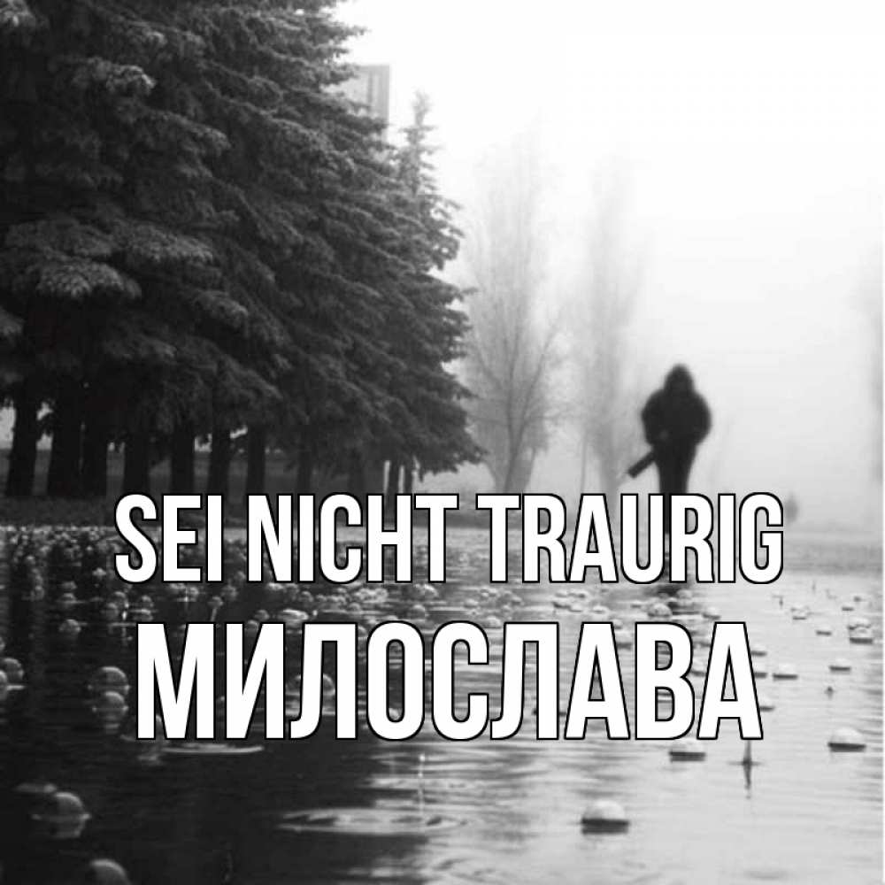 Открытка на каждый день с именем, Милослава Sei nicht traurig улица под дождем Прикольная открытка с пожеланием онлайн скачать бесплатно 