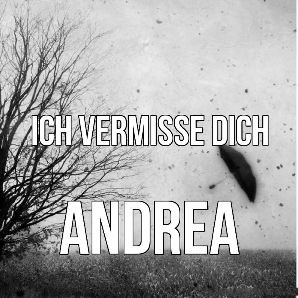 Открытка на каждый день с именем, Andrea Ich vermisse dich зонт летит Прикольная открытка с пожеланием онлайн скачать бесплатно 