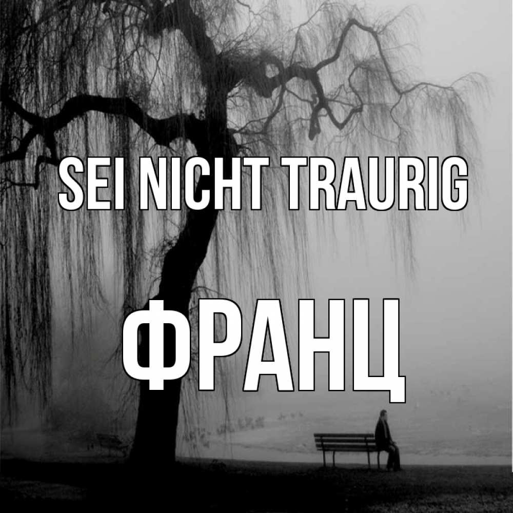 Открытка на каждый день с именем, Франц Sei nicht traurig висящие ветки дерева и лавочка под деревом Прикольная открытка с пожеланием онлайн скачать бесплатно 