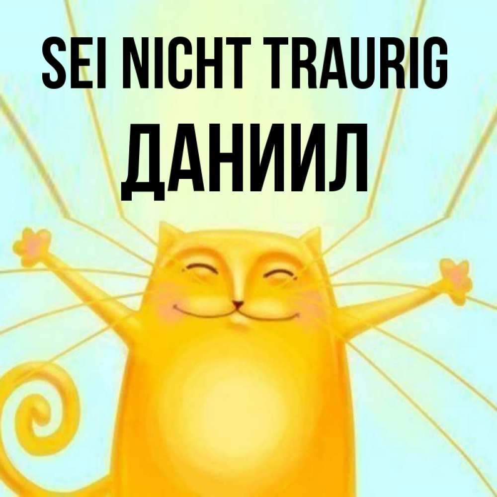 Открытка на каждый день с именем, Даниил Sei nicht traurig обнимашки усатые Прикольная открытка с пожеланием онлайн скачать бесплатно 