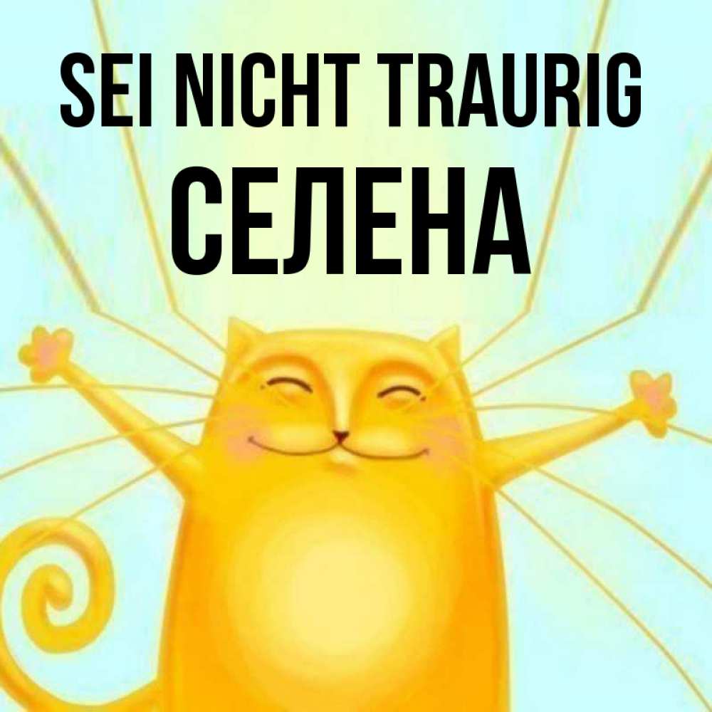 Открытка на каждый день с именем, Селена Sei nicht traurig обнимашки усатые Прикольная открытка с пожеланием онлайн скачать бесплатно 