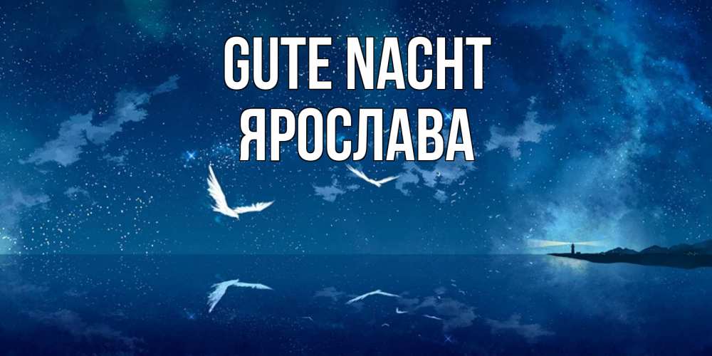 Открытка на каждый день с именем, Ярослава Gute Nacht птицы летят на фоне ночного неба Прикольная открытка с пожеланием онлайн скачать бесплатно 
