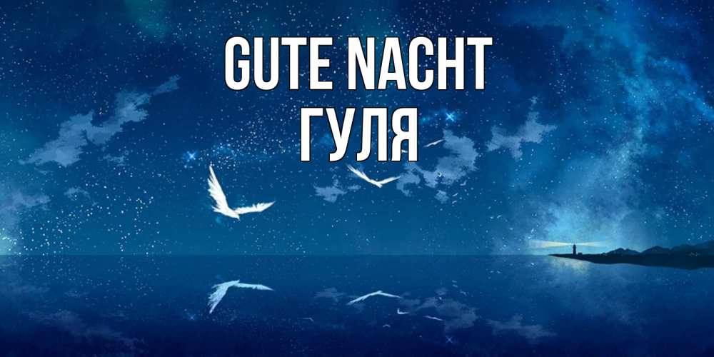 Открытка на каждый день с именем, Гуля Gute Nacht птицы летят на фоне ночного неба Прикольная открытка с пожеланием онлайн скачать бесплатно 