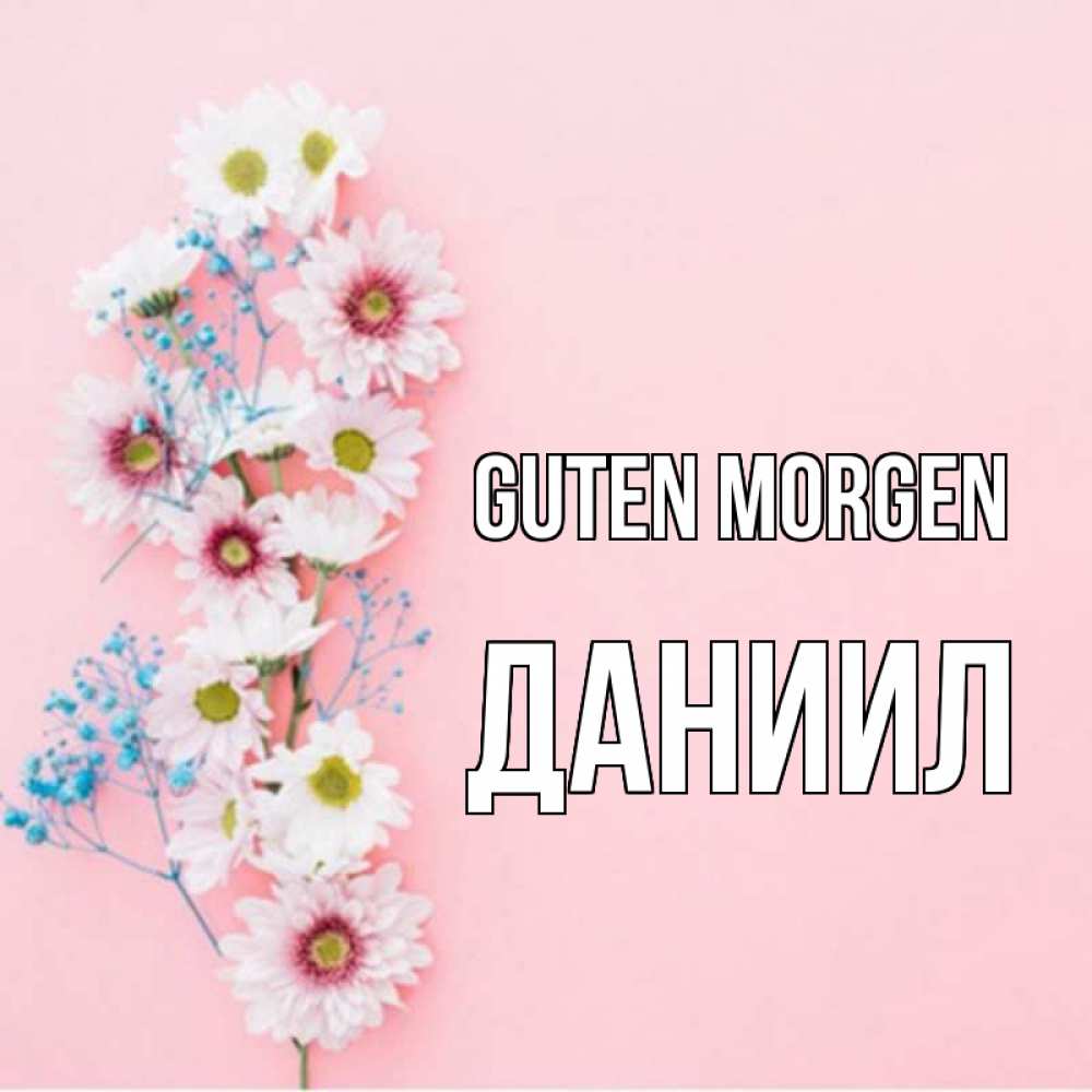 Открытка на каждый день с именем, Даниил Guten Morgen цветы с подписью Прикольная открытка с пожеланием онлайн скачать бесплатно 