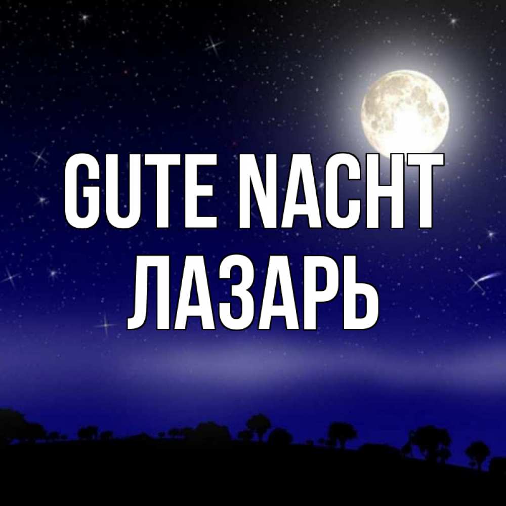 Открытка на каждый день с именем, Лазарь Gute Nacht ночное небо и лесная опушка при свете луны Прикольная открытка с пожеланием онлайн скачать бесплатно 