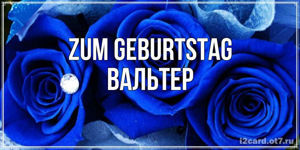 Открытка на каждый день с именем, Вальтер Zum Geburtstag синие розы в росе Прикольная открытка с пожеланием онлайн скачать бесплатно 