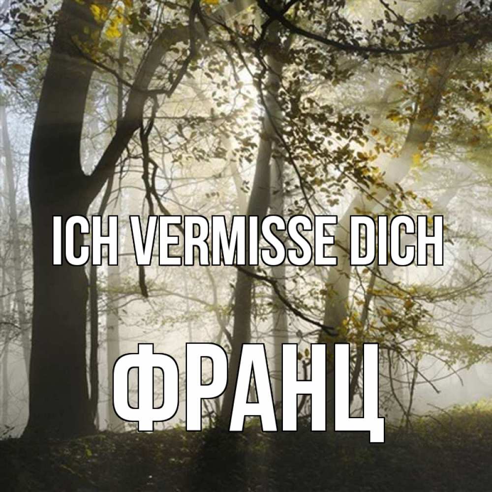 Открытка на каждый день с именем, Франц Ich vermisse dich грустно Прикольная открытка с пожеланием онлайн скачать бесплатно 
