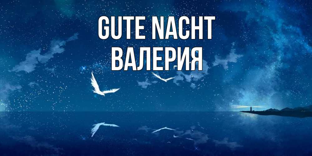 Открытка на каждый день с именем, Валерия Gute Nacht птицы летят на фоне ночного неба Прикольная открытка с пожеланием онлайн скачать бесплатно 