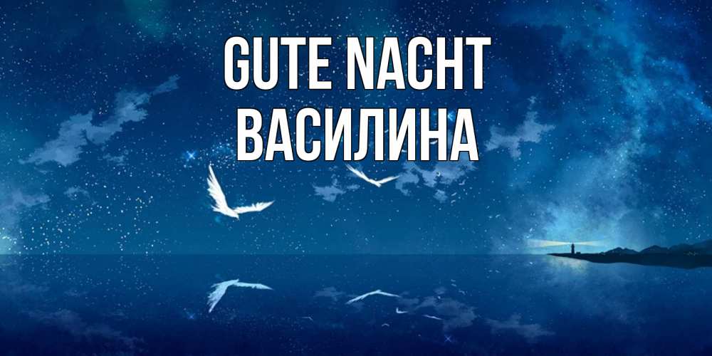 Открытка на каждый день с именем, Василина Gute Nacht птицы летят на фоне ночного неба Прикольная открытка с пожеланием онлайн скачать бесплатно 