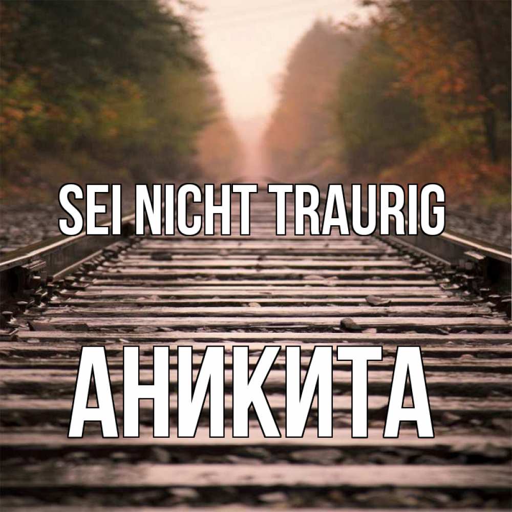 Открытка на каждый день с именем, Аникита Sei nicht traurig лес и железная дорога Прикольная открытка с пожеланием онлайн скачать бесплатно 