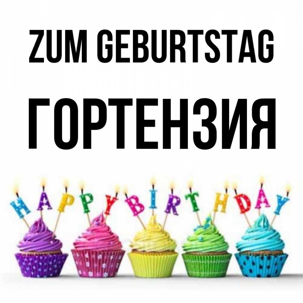 Открытка на каждый день с именем, Гортензия Zum Geburtstag открытка ко дню рождения с разноцветными вкусняшками Прикольная открытка с пожеланием онлайн скачать бесплатно 