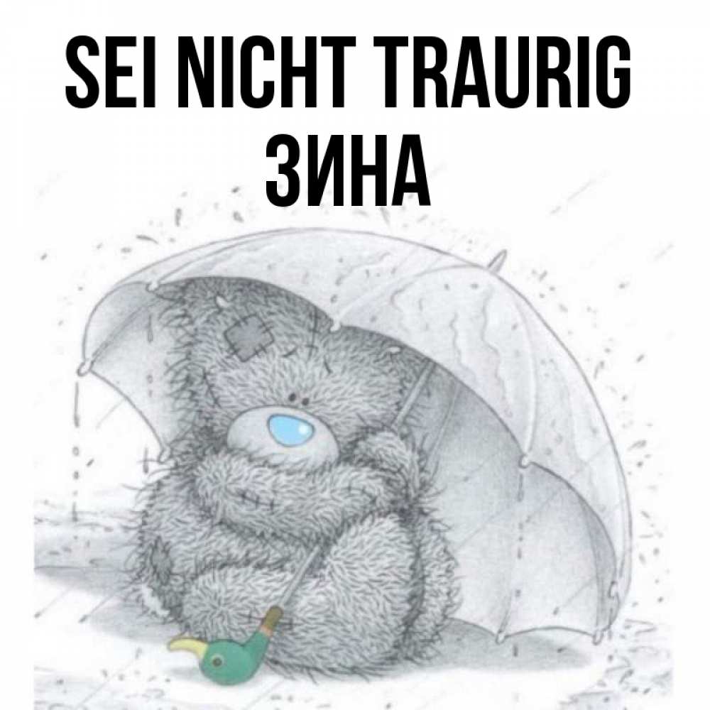 Открытка на каждый день с именем, Зина Sei nicht traurig спасите мишку Тедди Прикольная открытка с пожеланием онлайн скачать бесплатно 
