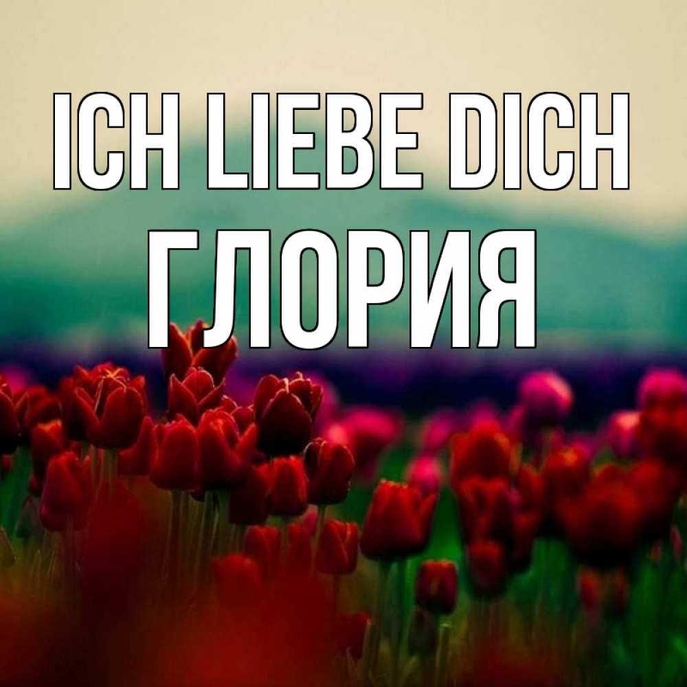 Открытка на каждый день с именем, Глория Ich liebe dich тюльпаны 4 Прикольная открытка с пожеланием онлайн скачать бесплатно 
