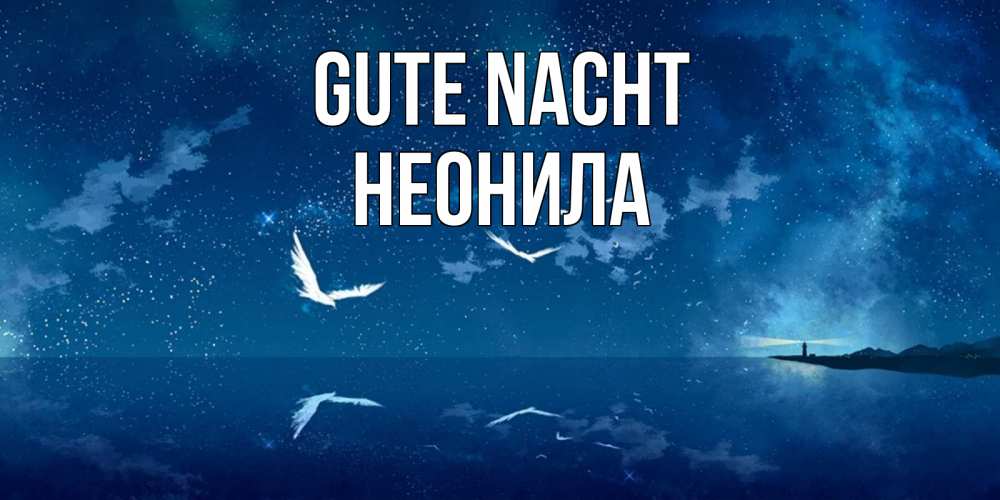 Открытка на каждый день с именем, Неонила Gute Nacht птицы летят на фоне ночного неба Прикольная открытка с пожеланием онлайн скачать бесплатно 