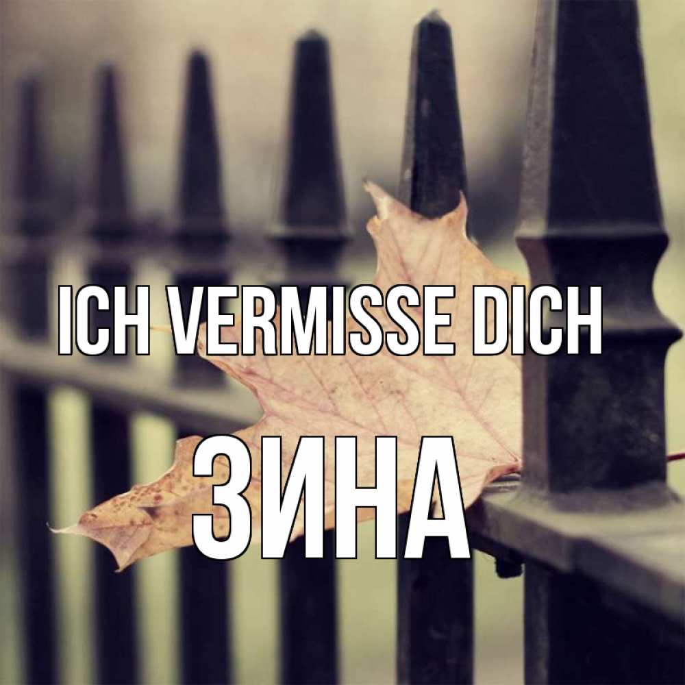 Открытка на каждый день с именем, Зина Ich vermisse dich очень скучно Прикольная открытка с пожеланием онлайн скачать бесплатно 