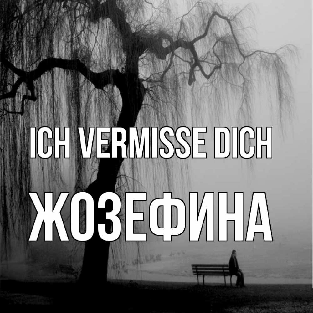 Открытка на каждый день с именем, Жозефина Ich vermisse dich лавочка под деревом я жду тебя Прикольная открытка с пожеланием онлайн скачать бесплатно 