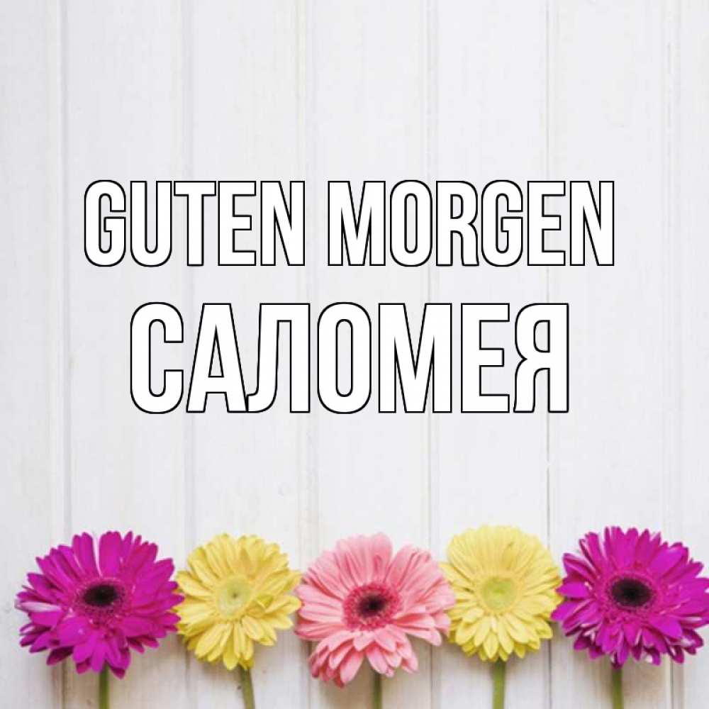 Открытка на каждый день с именем, Саломея Guten Morgen красный желтый и розовый цветок Прикольная открытка с пожеланием онлайн скачать бесплатно 