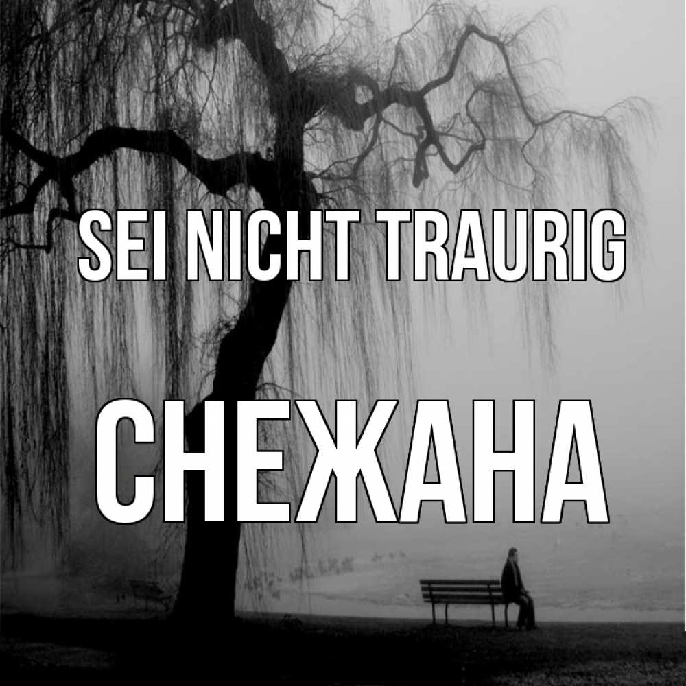 Открытка на каждый день с именем, Снежана Sei nicht traurig висящие ветки дерева и лавочка под деревом Прикольная открытка с пожеланием онлайн скачать бесплатно 