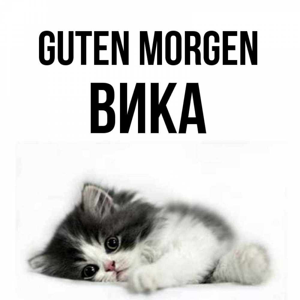 Открытка на каждый день с именем, Вика Guten Morgen кот лапки Прикольная открытка с пожеланием онлайн скачать бесплатно 
