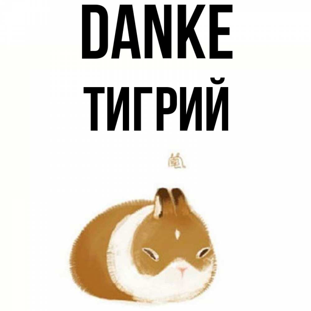 Открытка на каждый день с именем, Тигрий Danke коричнево белый домашний питомец Прикольная открытка с пожеланием онлайн скачать бесплатно 