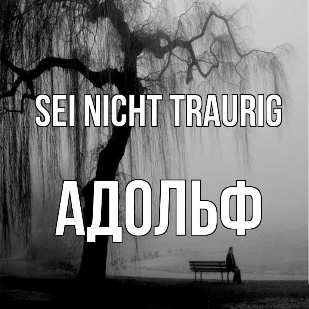Открытка на каждый день с именем, Адольф Sei nicht traurig висящие ветки дерева и лавочка под деревом Прикольная открытка с пожеланием онлайн скачать бесплатно 
