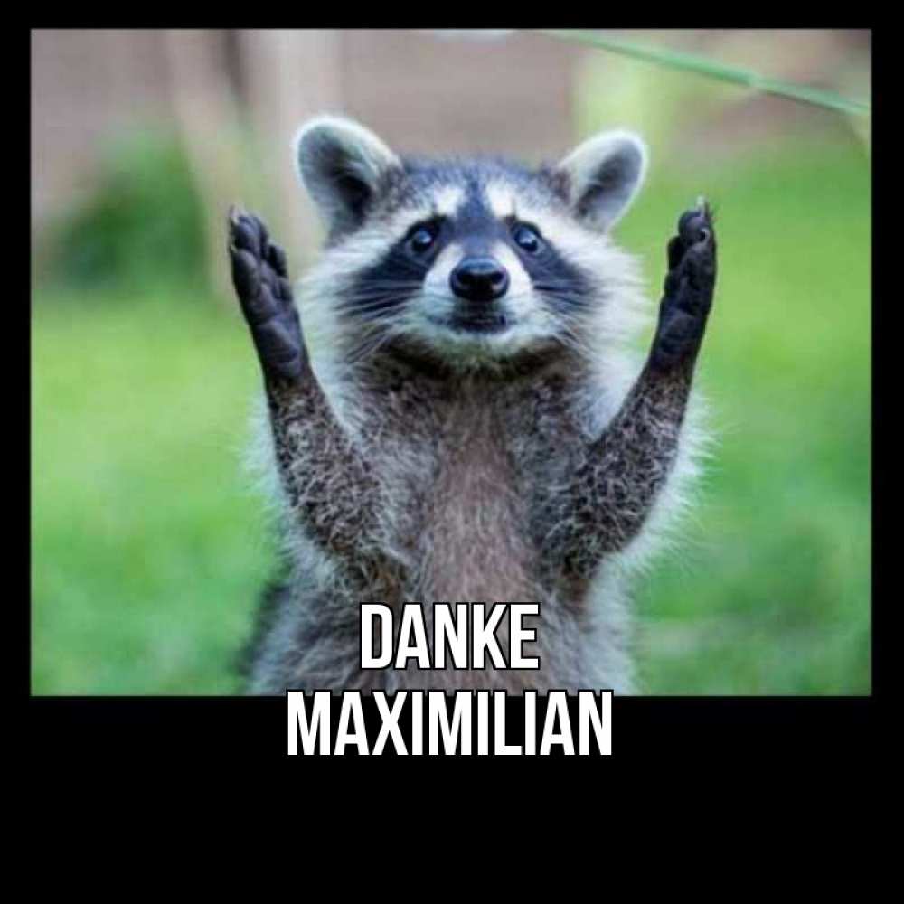 Открытка на каждый день с именем, Maximilian Danke милые животные Прикольная открытка с пожеланием онлайн скачать бесплатно 